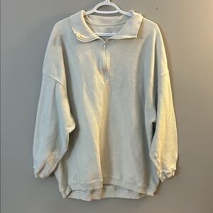 Women’s Light Beige Oversized Quarter-Zip Sweater